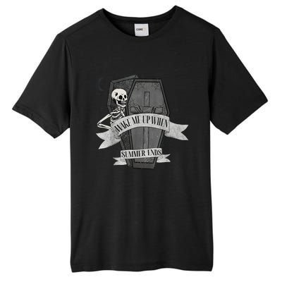 Wake Me Up When Summer Ends Funny Skeleton Halloween Gift Tall Fusion ChromaSoft Performance T-Shirt