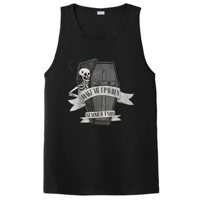 Wake Me Up When Summer Ends Funny Skeleton Halloween Gift PosiCharge Competitor Tank