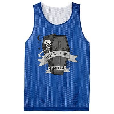 Wake Me Up When Summer Ends Funny Skeleton Halloween Gift Mesh Reversible Basketball Jersey Tank