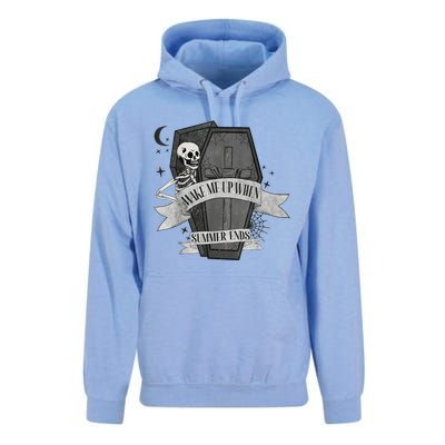 Wake Me Up When Summer Ends Funny Skeleton Halloween Gift Unisex Surf Hoodie