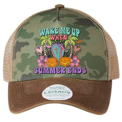 Wake Me Up When Summer Ends Halloween Groovy Summer Vibes Great Gift Legacy Tie Dye Trucker Hat