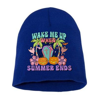 Wake Me Up When Summer Ends Halloween Groovy Summer Vibes Great Gift Short Acrylic Beanie