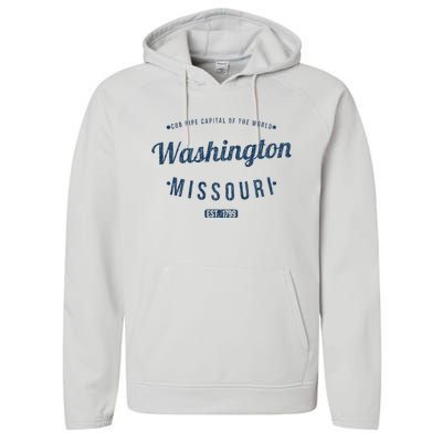 Washington Missouri Vintage Souvenir Washington Performance Fleece Hoodie