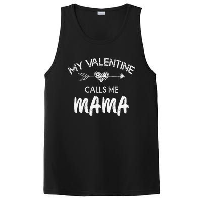 Womens My Valentine Calls Me Mama Funny Love Family Gift PosiCharge Competitor Tank