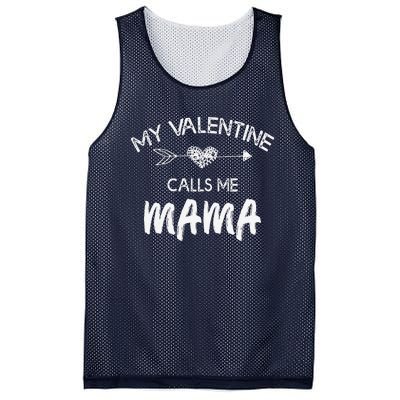 Womens My Valentine Calls Me Mama Funny Love Family Gift Mesh Reversible Basketball Jersey Tank