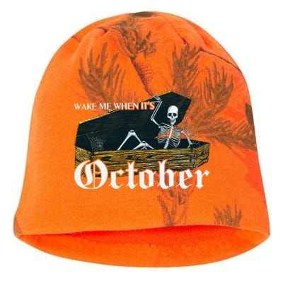 Wake Me When Its October Skeleton Halloween Gift Kati - Camo Knit Beanie