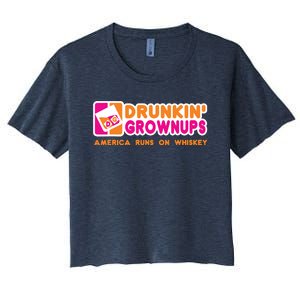 Whiskey Men Women Drunkin Grownups Whiskey Drinker Gifts Women's Crop Top Tee