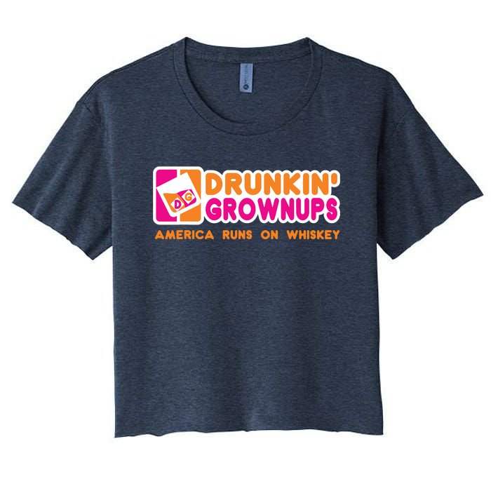 Whiskey Men Women Drunkin Grownups Whiskey Drinker Gifts Women's Crop Top Tee