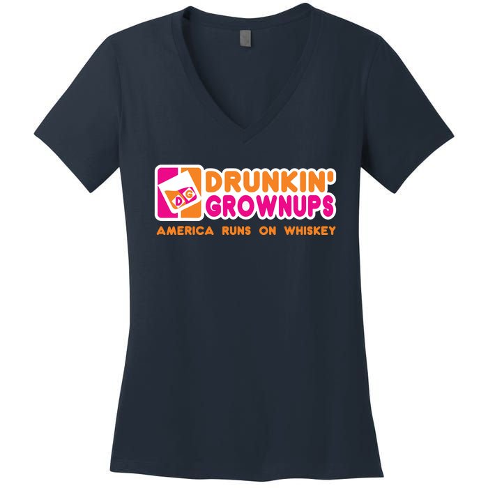 Whiskey Men Women Drunkin Grownups Whiskey Drinker Gifts Women's V-Neck T-Shirt