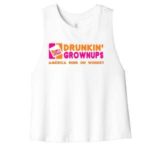 Whiskey Men Women Drunkin Grownups Whiskey Drinker Gifts Women's Racerback Cropped Tank