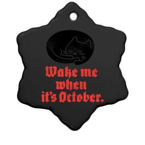 Wake Me When Its October Sleeping Black Cat Cute Gift Ceramic Star Ornament