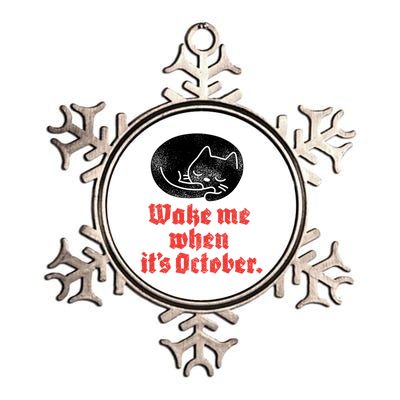 Wake Me When Its October Sleeping Black Cat Cute Gift Metallic Star Ornament