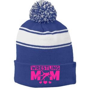 Wrestling Mama Wrestle Wrestler Mom I Wrestling Mom Gift Stripe Pom Pom Beanie