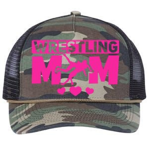 Wrestling Mama Wrestle Wrestler Mom I Wrestling Mom Gift Retro Rope Trucker Hat Cap