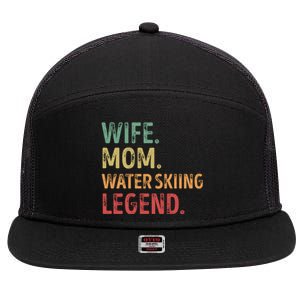 Wife Mom Water Skiing Legend Meaningful Gift 7 Panel Mesh Trucker Snapback Hat