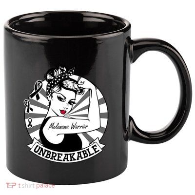 Wo Melanoma Warrior Unbreakable Cool Gift Melanoma Awareness Gift 11oz C Handle Ceramic Mug