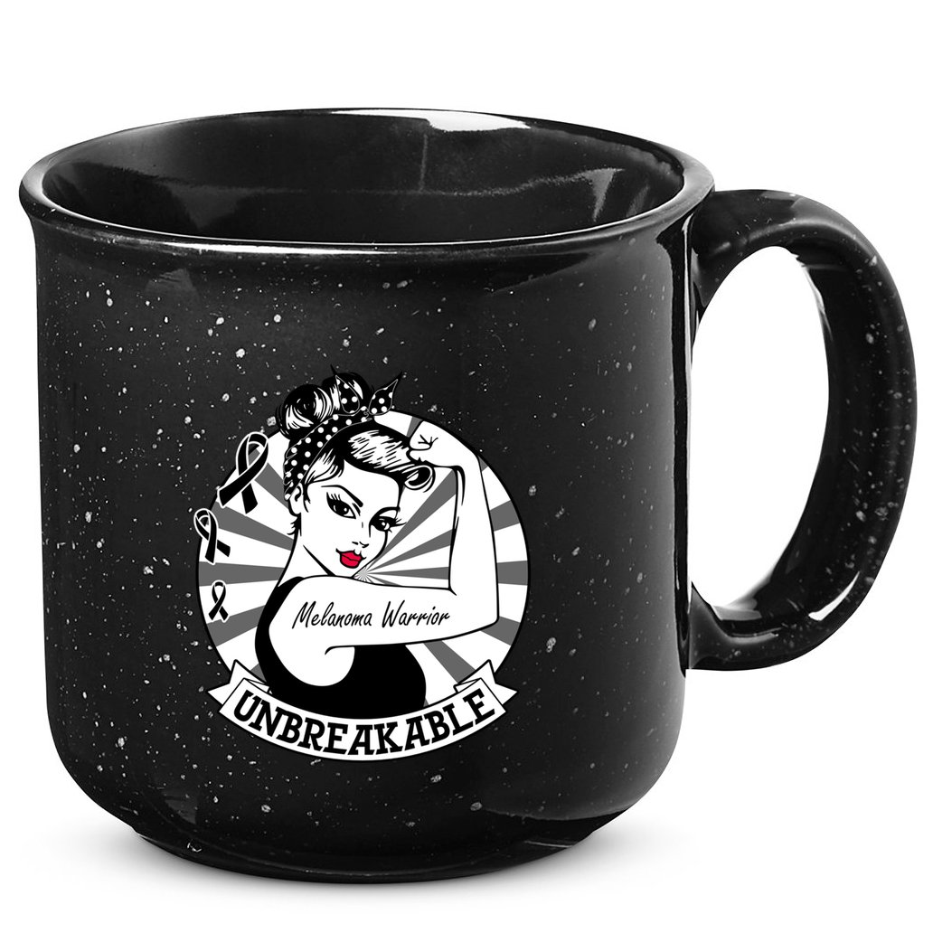Wo Melanoma Warrior Unbreakable Cool Gift Melanoma Awareness Gift 15oz Campfire Ceramic Mug