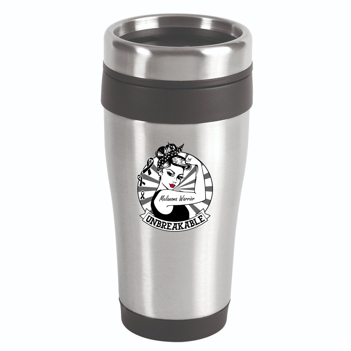 Wo Melanoma Warrior Unbreakable Cool Gift Melanoma Awareness Gift 16oz Travel Tumbler