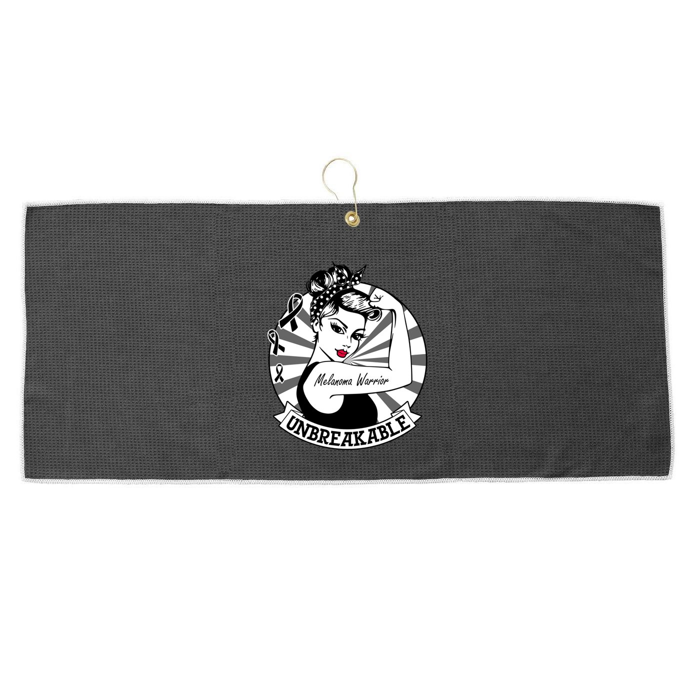 Wo Melanoma Warrior Unbreakable Cool Gift Melanoma Awareness Gift Large Microfiber Waffle Golf Towel