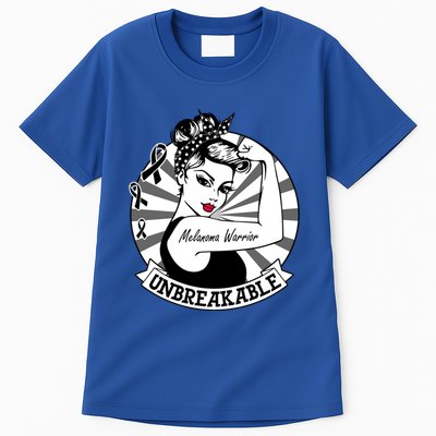 Wo Melanoma Warrior Unbreakable Cool Gift Melanoma Awareness Gift Tall T-Shirt