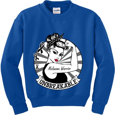 Wo Melanoma Warrior Unbreakable Cool Gift Melanoma Awareness Gift Kids Sweatshirt