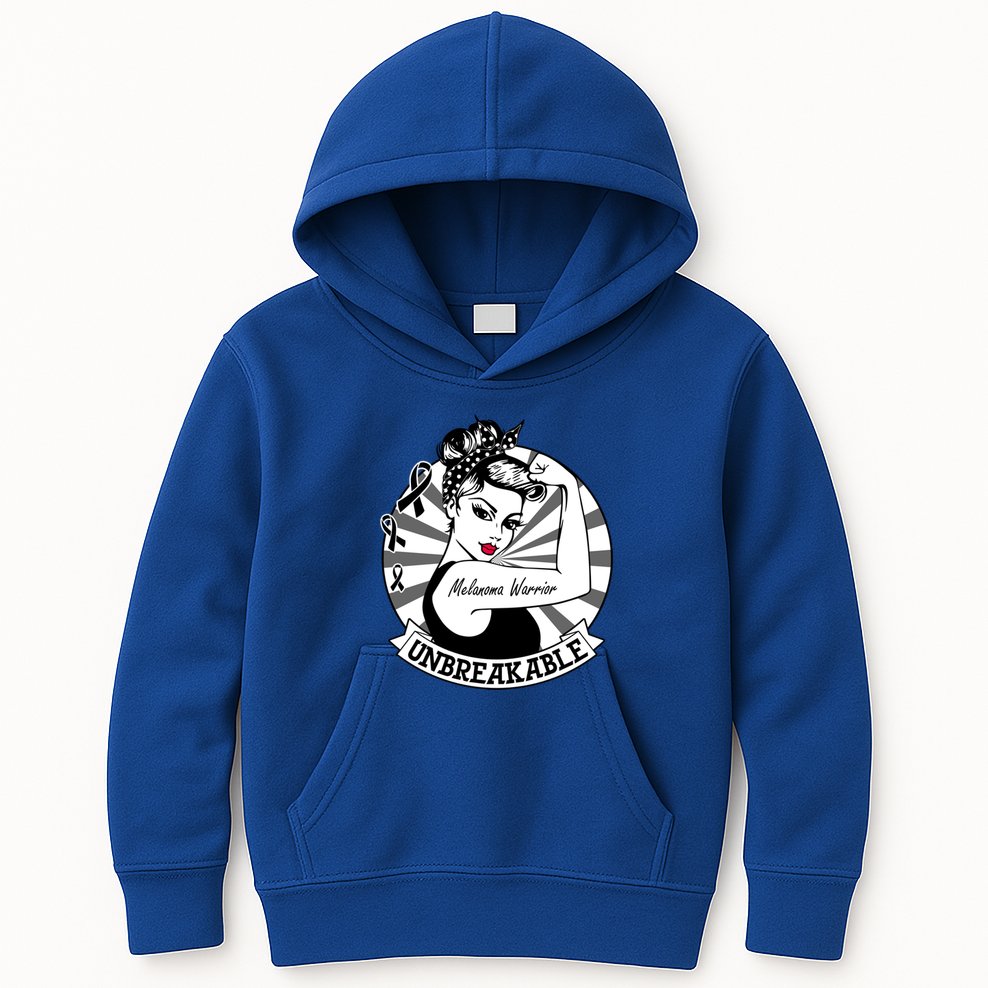 Wo Melanoma Warrior Unbreakable Cool Gift Melanoma Awareness Gift Kids Hoodie
