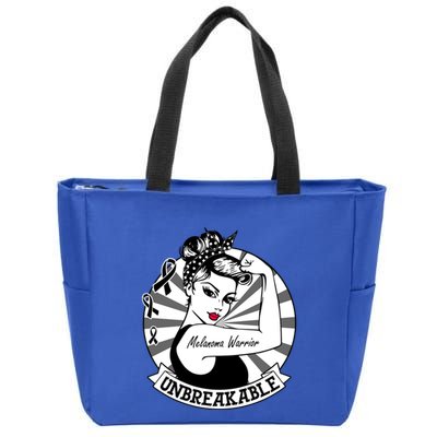 Wo Melanoma Warrior Unbreakable Cool Gift Melanoma Awareness Gift Zip Tote Bag