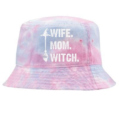 Wife Mom Witch Funny Halloween Funny Sarcasm Saying Tie-Dyed Bucket Hat