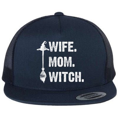 Wife Mom Witch Funny Halloween Funny Sarcasm Saying Flat Bill Trucker Hat