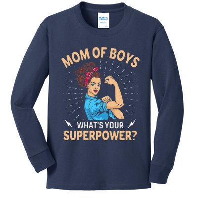 Womens Mom, What's Your Superpower, Mommy Gifts Kids Long Sleeve Shirt