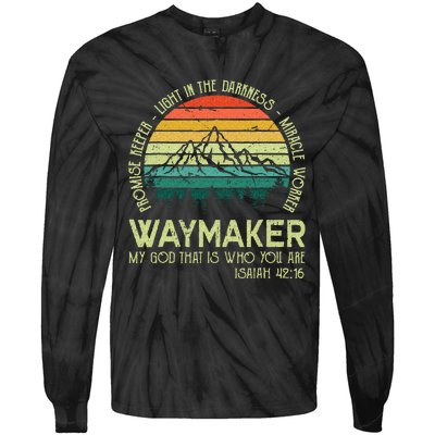 Waymaker Miracle Worker Promise Keeper Christian Apparel Tie-Dye Long Sleeve Shirt