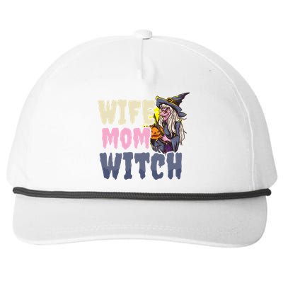 Wife Mom Witch Design Halloween Witch Gift Snapback Five-Panel Rope Hat