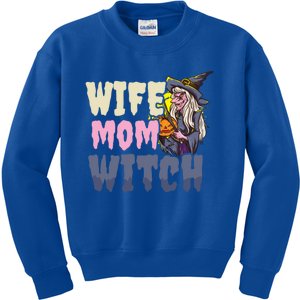 Wife Mom Witch Design Halloween Witch Gift Kids Sweatshirt