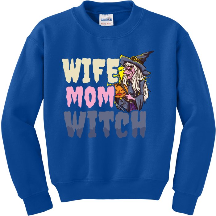 Wife Mom Witch Design Halloween Witch Gift Kids Sweatshirt