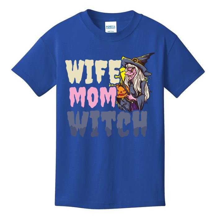 Wife Mom Witch Design Halloween Witch Gift Kids T-Shirt