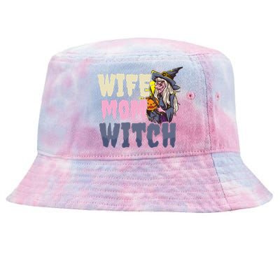 Wife Mom Witch Design Halloween Witch Gift Tie-Dyed Bucket Hat