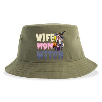 Wife Mom Witch Design Halloween Witch Gift Sustainable Bucket Hat