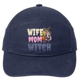 Wife Mom Witch Design Halloween Witch Gift 7-Panel Snapback Hat