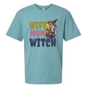 Wife Mom Witch Design Halloween Witch Gift Sueded Cloud Jersey T-Shirt