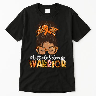 Womens MS Warrior Messy Bun - Multiple Sclerosis Awareness Tall T-Shirt