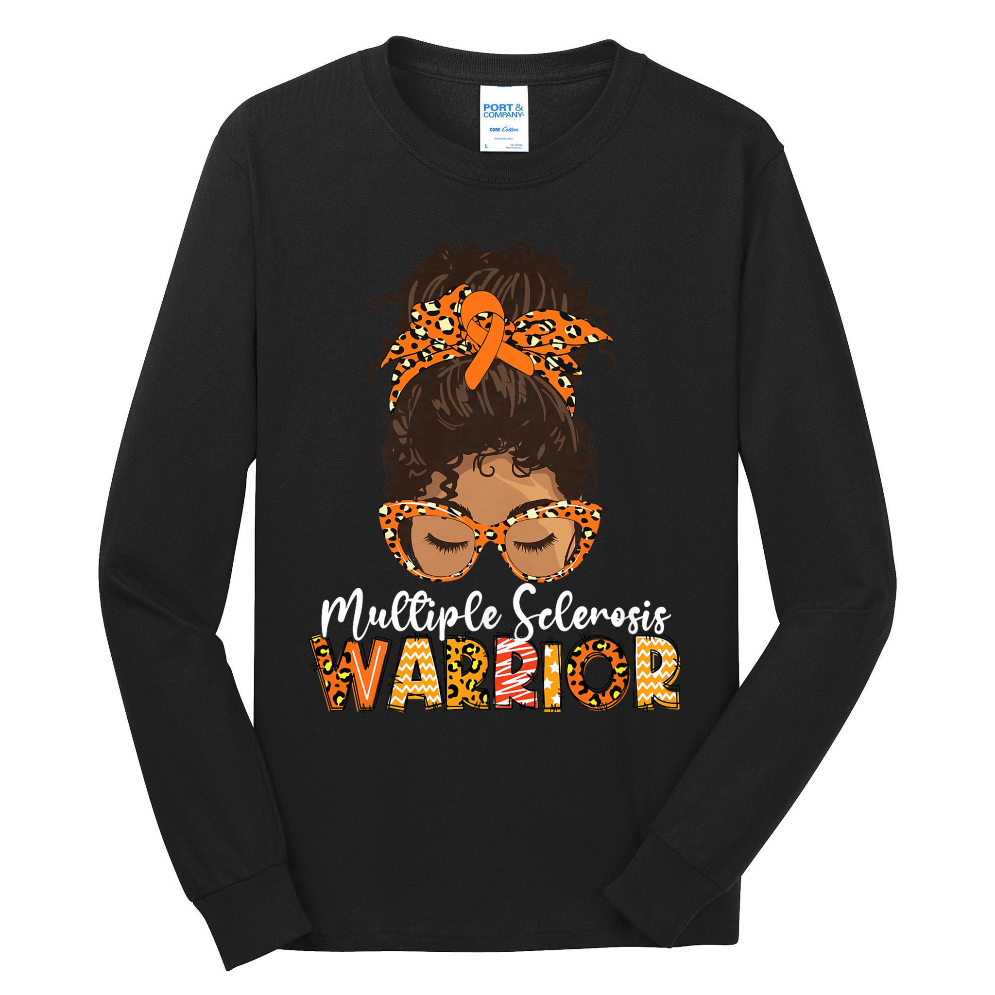 Womens MS Warrior Messy Bun - Multiple Sclerosis Awareness Tall Long Sleeve T-Shirt