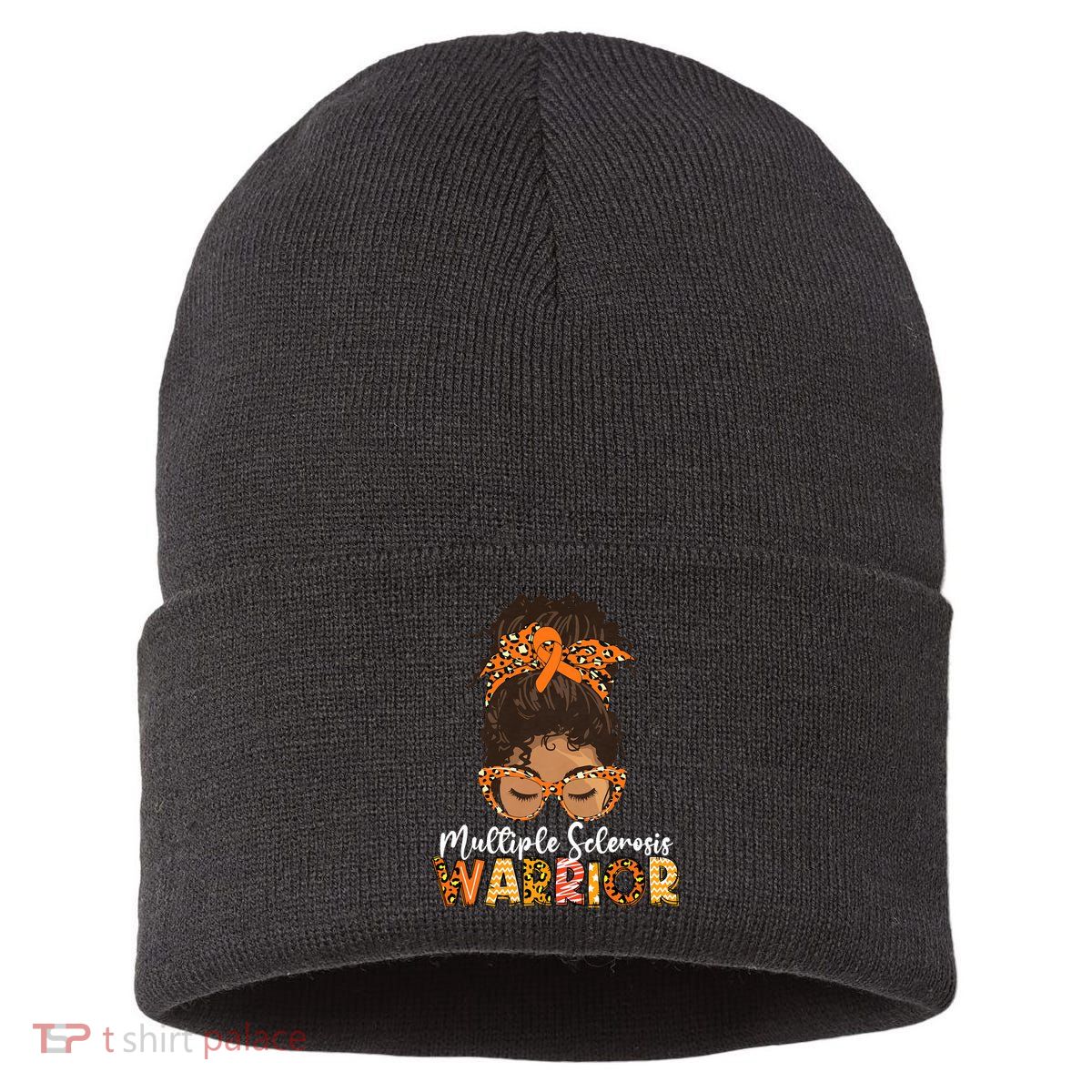 Womens MS Warrior Messy Bun - Multiple Sclerosis Awareness Sustainable Knit Beanie