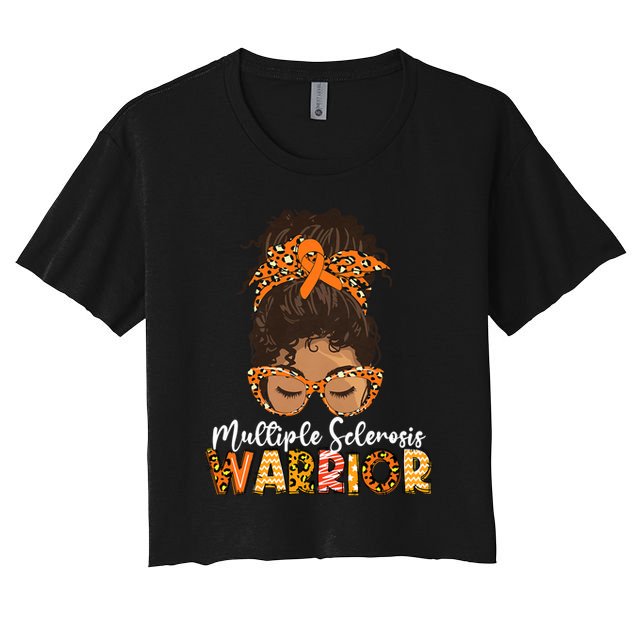 Womens MS Warrior Messy Bun - Multiple Sclerosis Awareness Crop Top