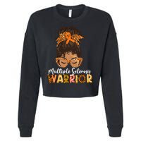 Womens MS Warrior Messy Bun - Multiple Sclerosis Awareness Cropped Pullover Crew