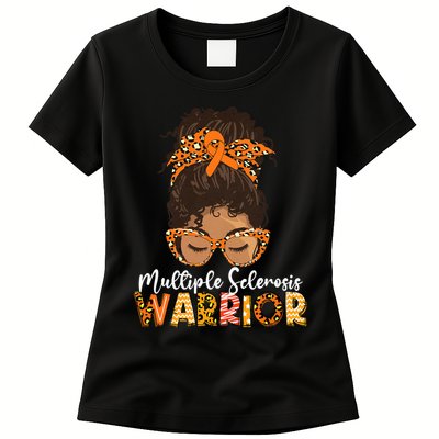 Womens MS Warrior Messy Bun - Multiple Sclerosis Awareness Womens T-Shirt