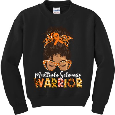 Womens MS Warrior Messy Bun - Multiple Sclerosis Awareness Kids Sweatshirt