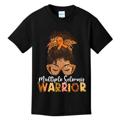 Womens MS Warrior Messy Bun - Multiple Sclerosis Awareness Kids T-Shirt