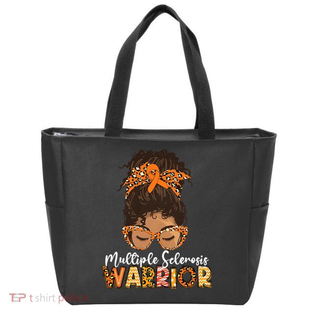 Womens MS Warrior Messy Bun - Multiple Sclerosis Awareness Zip Tote Bag