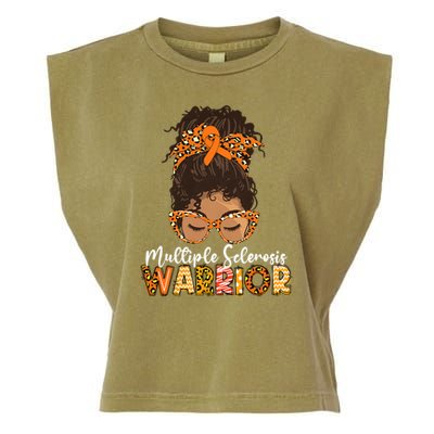 Womens MS Warrior Messy Bun - Multiple Sclerosis Awareness Garment-Dyed Women's Muscle Tee