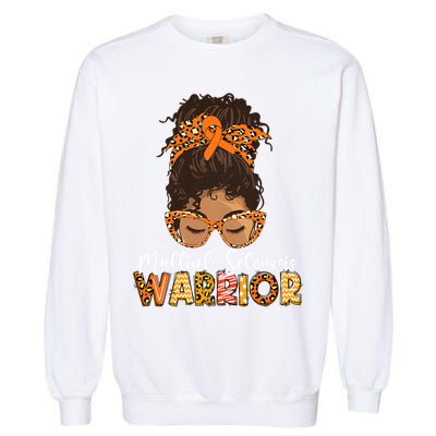 Womens MS Warrior Messy Bun - Multiple Sclerosis Awareness Garment-Dyed Sweatshirt